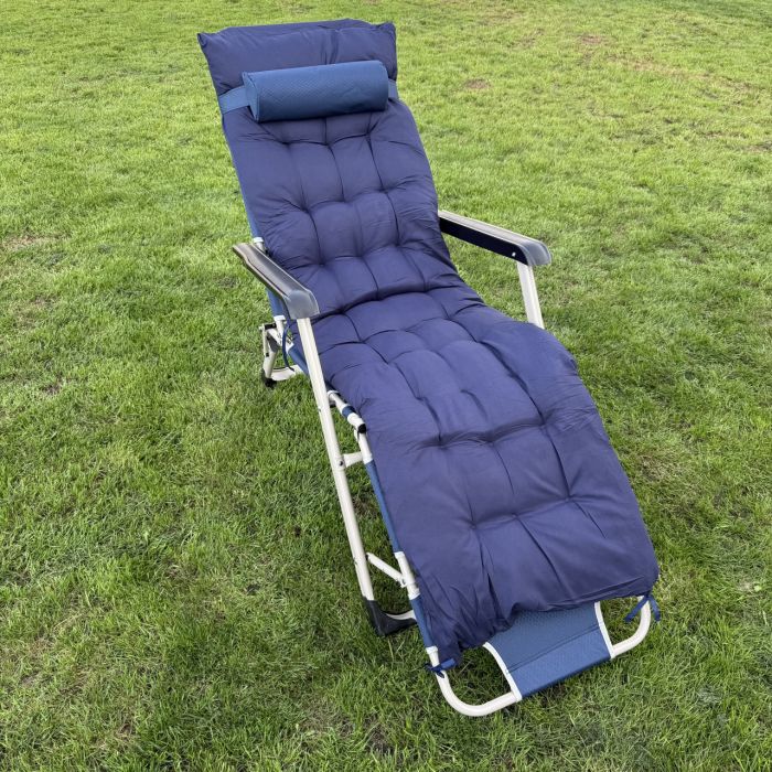 Садовий шезлонг тканинний + матрац IdealGarden CT-SF02-2405 Сіро-синій