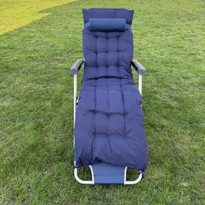 Садовый шезлонг тканевый + матрас IdealGarden CT-SF02-2405 Серо-синий