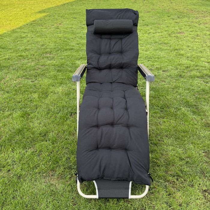 Садовий шезлонг тканинний + матрац IdealGarden CT-SF02-2403 Сіро-чорний