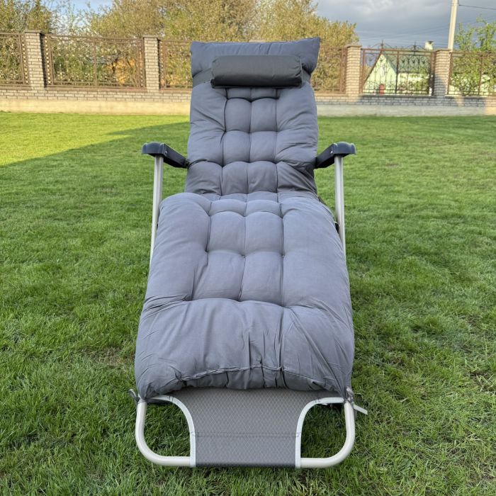 Садовый шезлонг тканевый + матрас IdealGarden CT-SF02-2404 Серый
