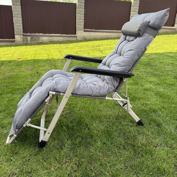 Садовый шезлонг тканевый + матрас IdealGarden CT-SF02-2404 Серый