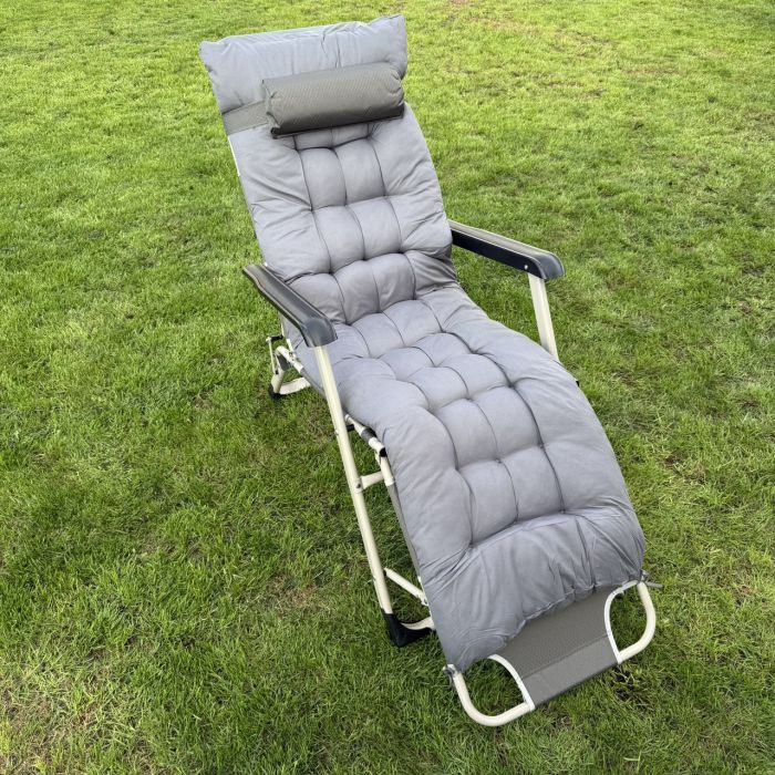 Садовый шезлонг тканевый + матрас IdealGarden CT-SF02-2404 Серый