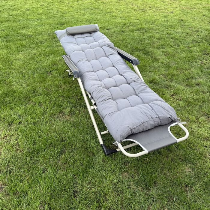 Садовый шезлонг тканевый + матрас IdealGarden CT-SF02-2404 Серый