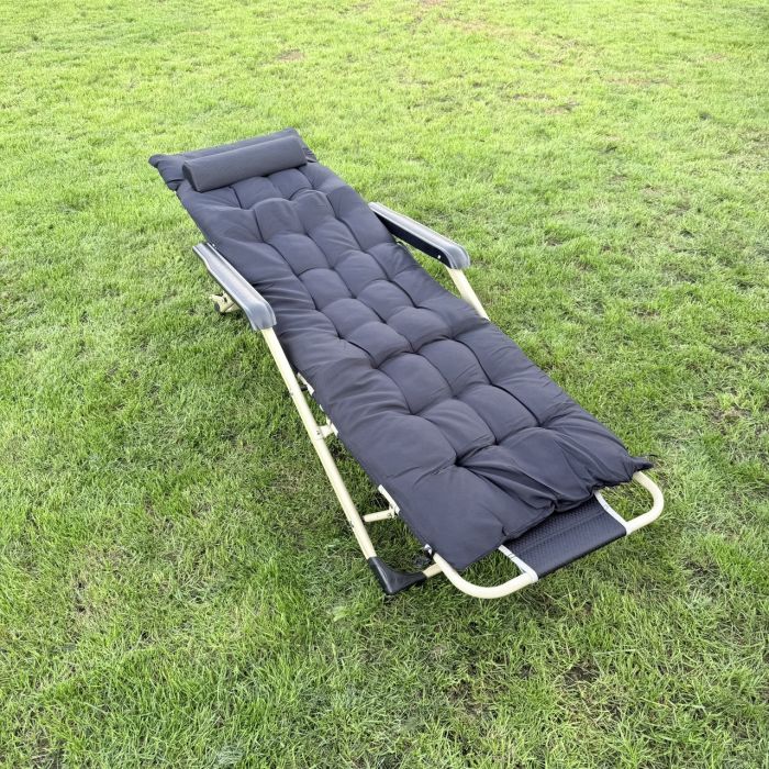 Садовый шезлонг тканевый + матрас IdealGarden CT-SF02-2401 Золото-черный