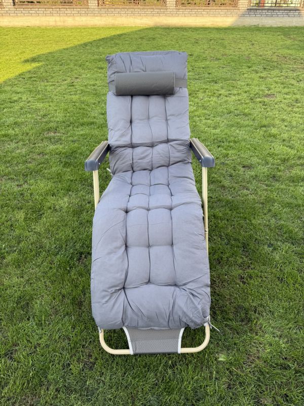 Садовий шезлонг тканинний + матрац IdealGarden CT-SF02-2402 Золото-сірий