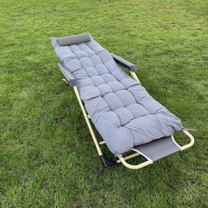 Садовий шезлонг тканинний + матрац IdealGarden CT-SF02-2402 Золото-сірий