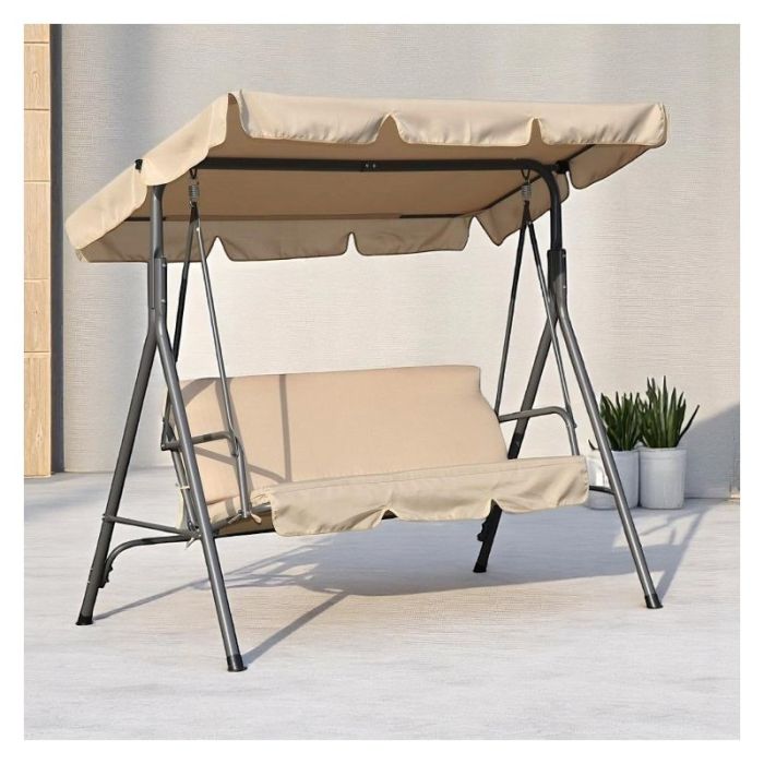 Садова гойдалка Ecarla H001 3-х місна Бежевий