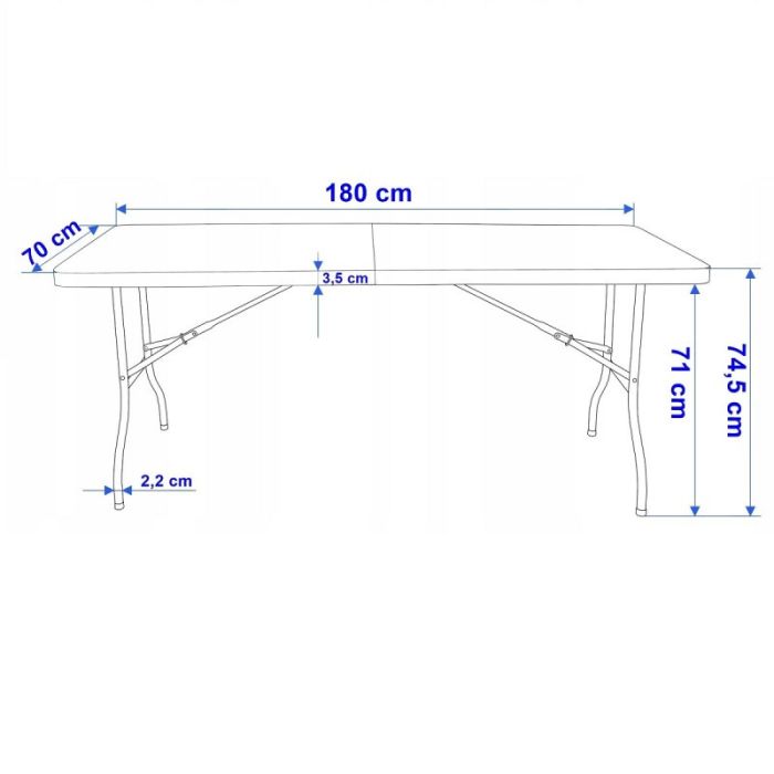 Садовый стол раскладной Ecarla SC02 180 см | 180х70х74 см Белый