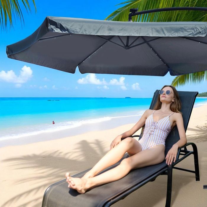 Зонт садовый с наклоном и LED подсветкой Ecarla OGP11SZ Графитовый