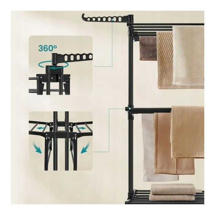 Складна сушарка для білизни трирівнева Ecarla SU02CZ Чорний