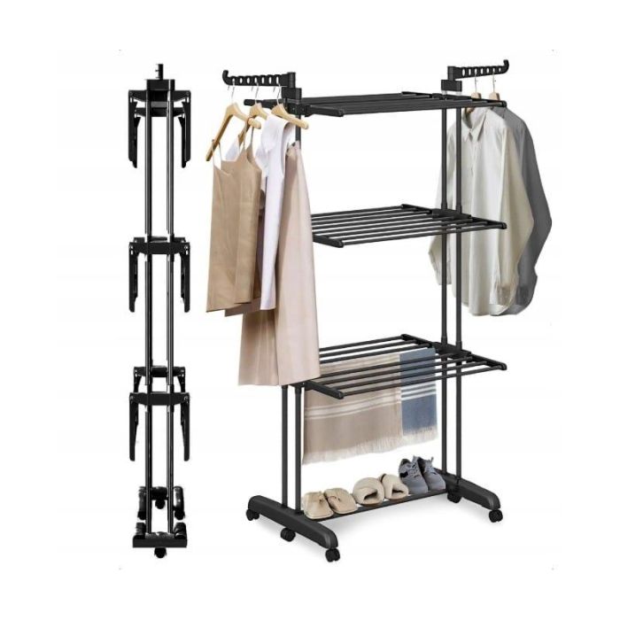 Складная сушилка для белья трехуровневая Ecarla SU02CZ Черный