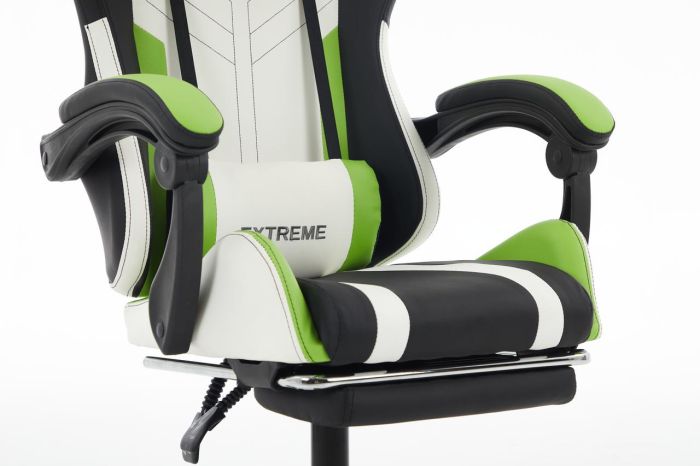 Комп‘ютерне крісло з підставкою для ніг EXTREME R1 Чорно-біло-зелений
