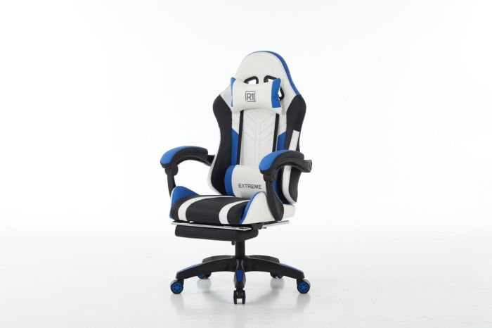 Комп‘ютерне крісло з підставкою для ніг EXTREME R1 Чорно-біло-синій