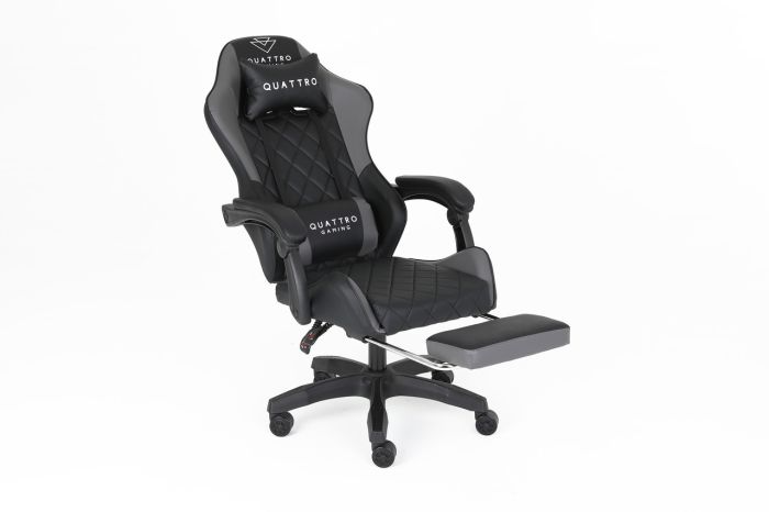 Комп‘ютерне крісло із підставкою для ніг CARBON Quattro Gaming Чорно-сірий