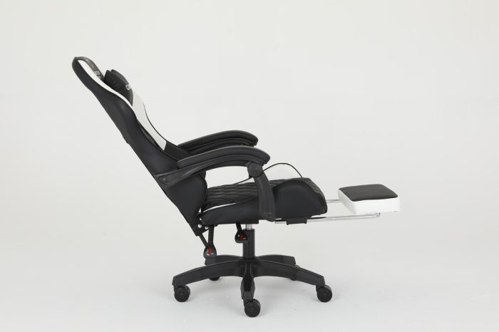 Комп‘ютерне крісло із підставкою для ніг CARBON Quattro Gaming Чорно-білий