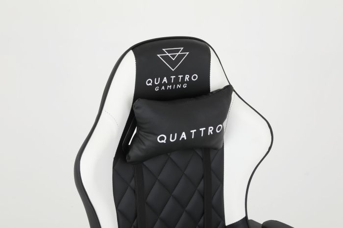 Комп‘ютерне крісло із підставкою для ніг CARBON Quattro Gaming Чорно-білий