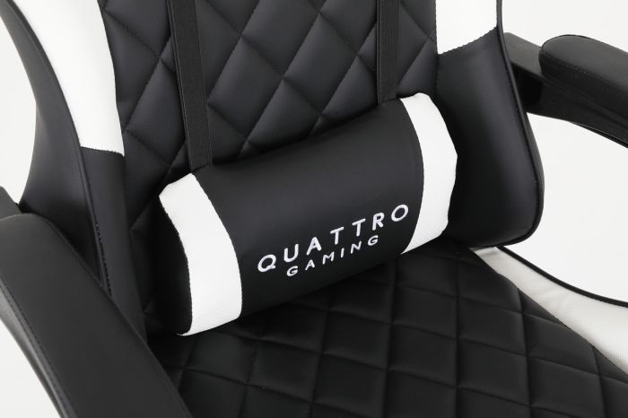 Комп‘ютерне крісло із підставкою для ніг CARBON Quattro Gaming Чорно-білий