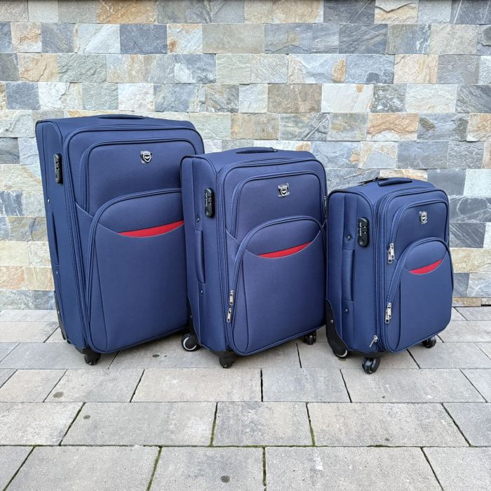 Валіза тканинна середня на 4 колесах Wings 1708 M Синій