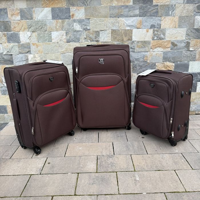 Валіза тканинна велика на 4 колесах Wings 1708 L Коричневий