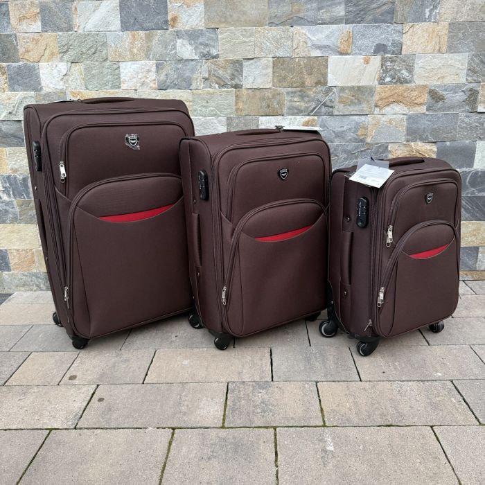 Валіза тканинна велика на 4 колесах Wings 1708 L Коричневий