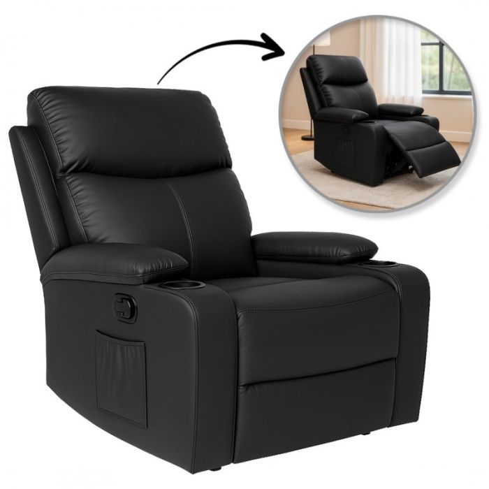 Розкладне крісло-ліжко VERO з підставкою для ніг Чорний