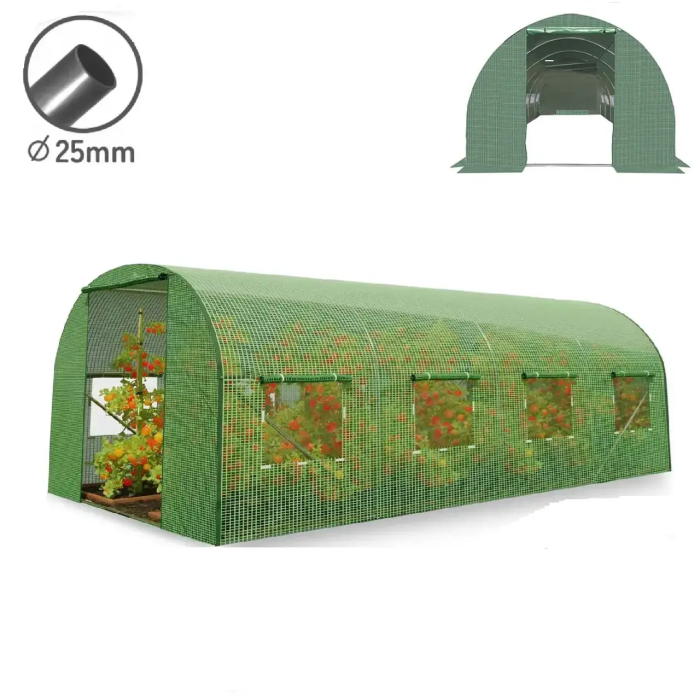 Теплица PLONOS 4916-B (профиль 25 мм, 1 вход) 4х2,5х2 м 10 м² Зеленый