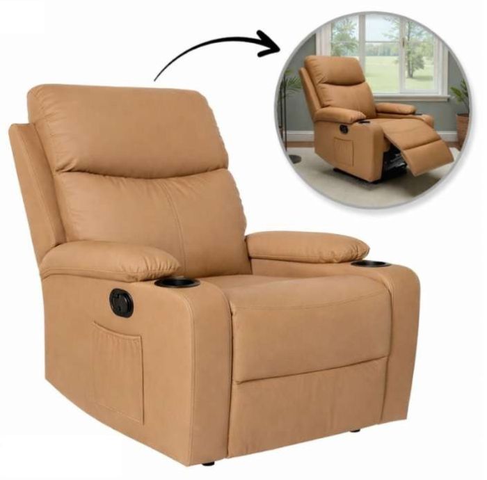 Розкладне крісло-ліжко VERO з підставкою для ніг Карамельний