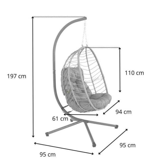 Подвесное кресло-кокон с подушкой Ecarla KR37 Серый