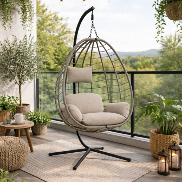 Подвесное кресло-кокон с подушкой Ecarla KR37 Серый