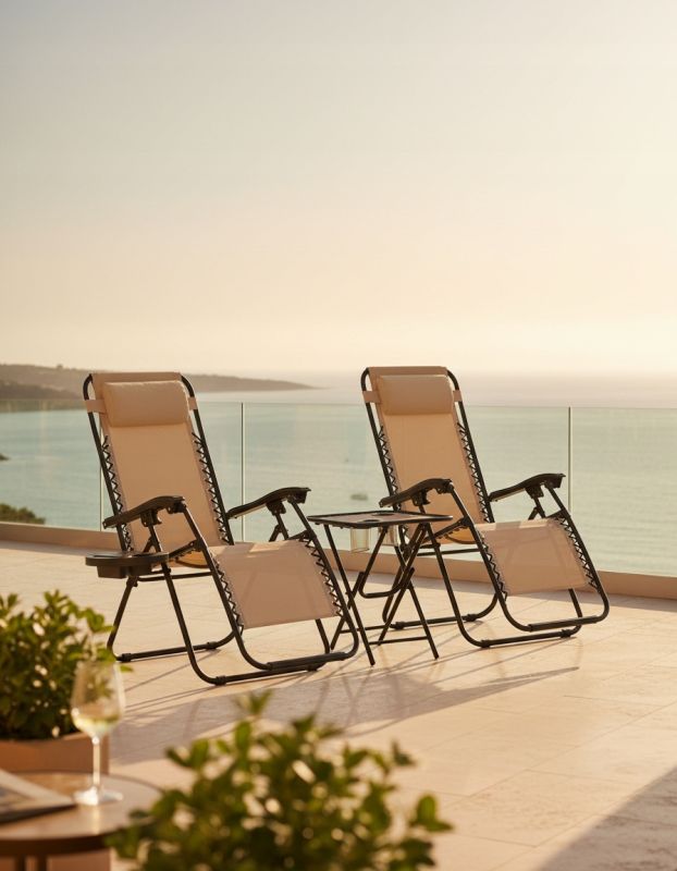 Набір садових лежаків зі столиком Ideal Garden TDC-2503 Бежевий