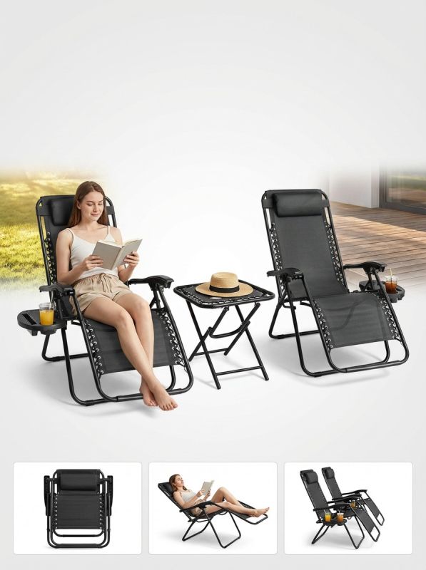 Набір садових лежаків зі столиком Ideal Garden TDC-2503 Чорний
