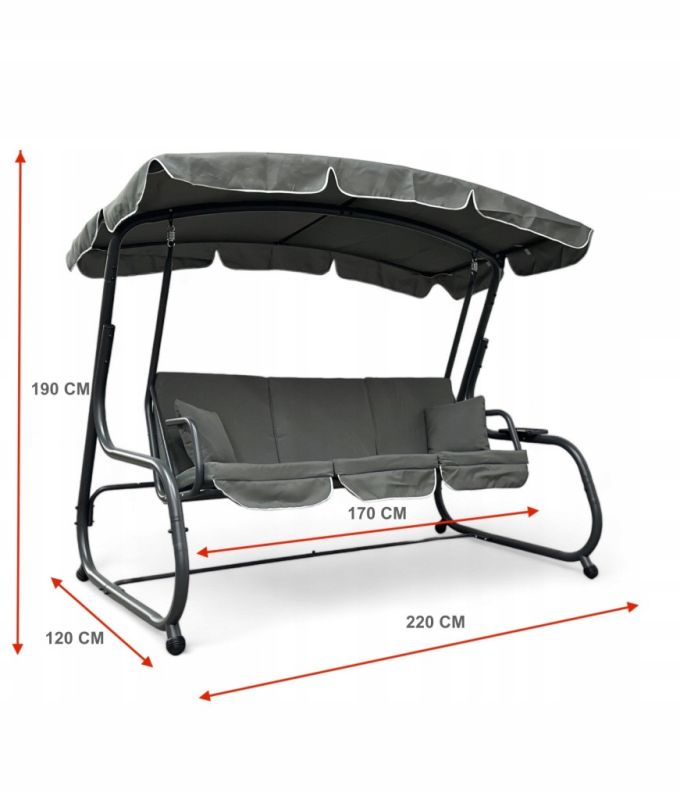 Садова гойдалка IdealGarden MAS-4026 3-х місна Світло-сірий