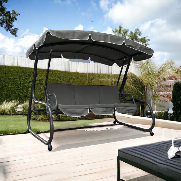 Садова гойдалка IdealGarden MAS-4026 3-х місна Графітовий