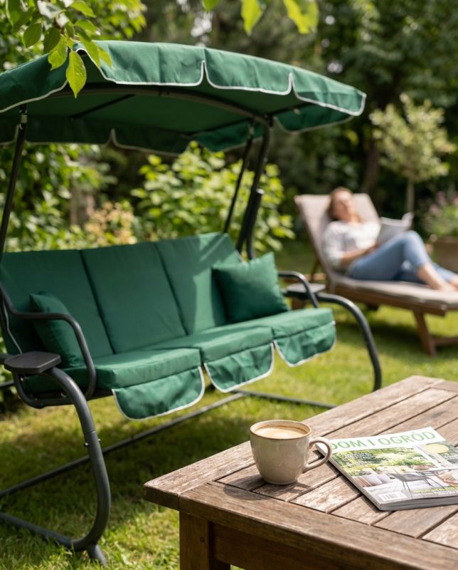 Садова гойдалка IdealGarden MAS-4026 3-х місна Зелений