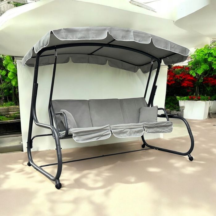 Садова гойдалка IdealGarden MAS-4026 3-х місна Світло-сірий