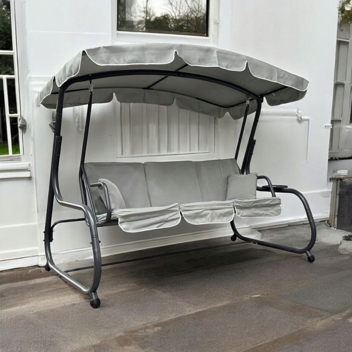 Садова гойдалка IdealGarden MAS-4026 3-х місна Світло-сірий