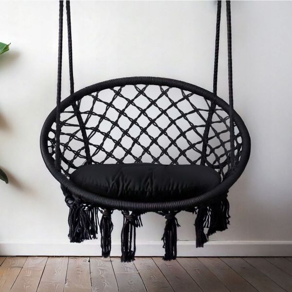 Підвісне крісло-гойдалка із подушкою BOHO 290011 Чорний