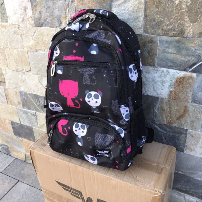 Рюкзак шкільний дитячий з пеналом Wings PANDA Чорний