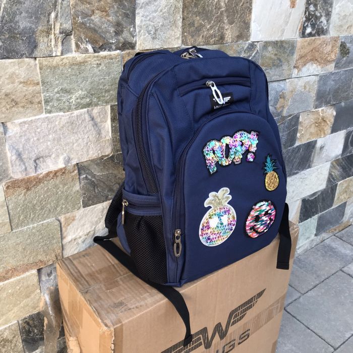 Рюкзак школьный детский с пеналом Wings PATCHES Синий