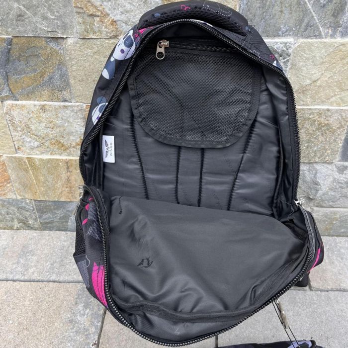 Рюкзак школьный детский с пеналом Wings PANDA Черный