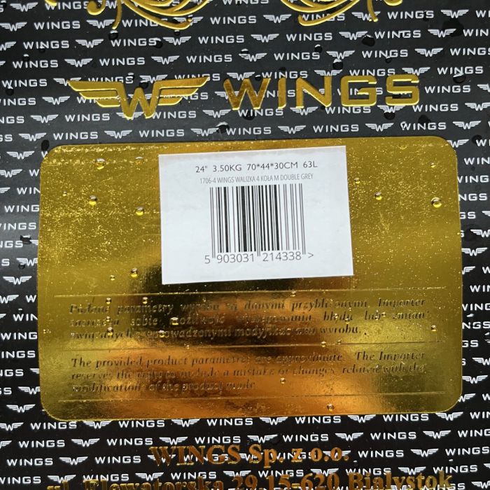 Валіза тканинна середня Wings 1706 M Графітовий