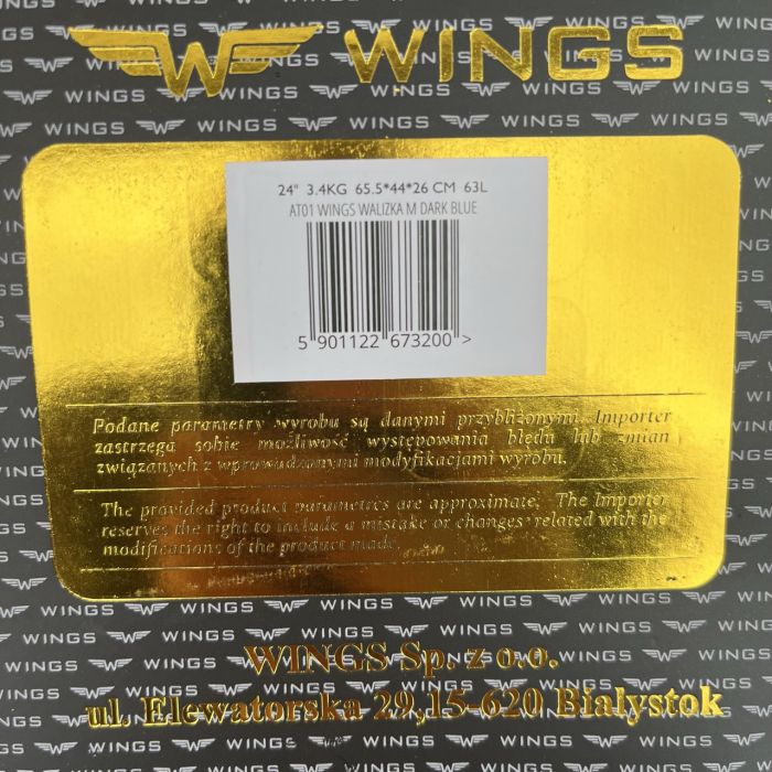 Валіза дорожня середня Wings AT01 M Темно-синій