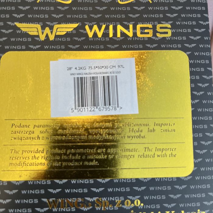 Валіза дорожня велика Wings WN01 L Рожеве золото