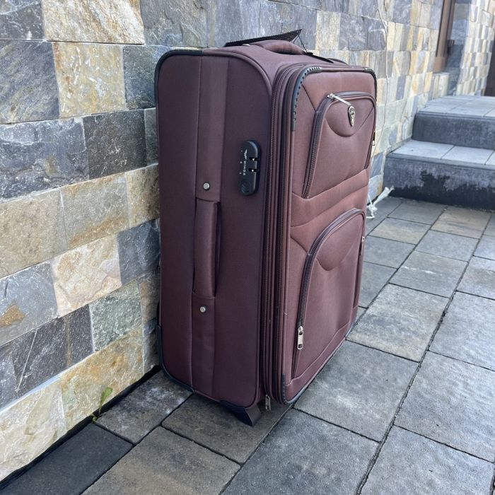 Валіза тканинна середня на 2 колесах Wings 6802 M Коричневий