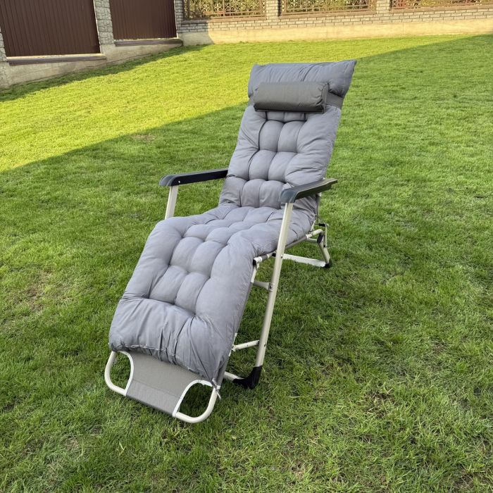 Садовий шезлонг тканинний + матрац IdealGarden CT-SF02-2404 Сірий