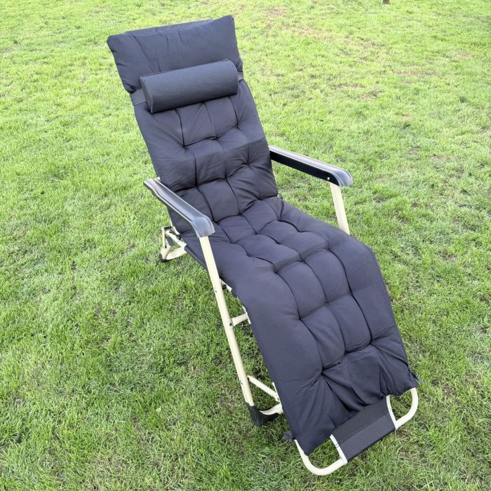 Садовий шезлонг тканинний + матрац IdealGarden CT-SF02-2401 Золото-чорний