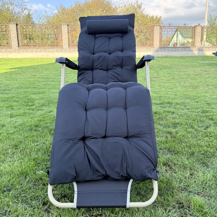 Садовий шезлонг тканинний + матрац IdealGarden CT-SF02-2401 Золото-чорний