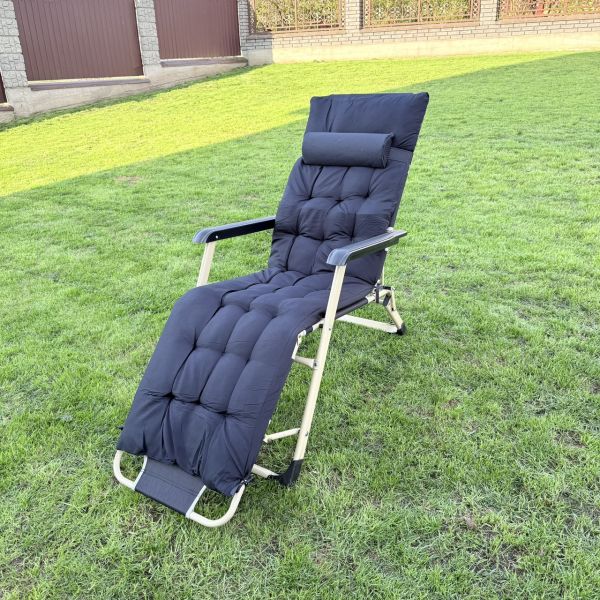 Садовий шезлонг тканинний + матрац IdealGarden CT-SF02-2401 Золото-чорний