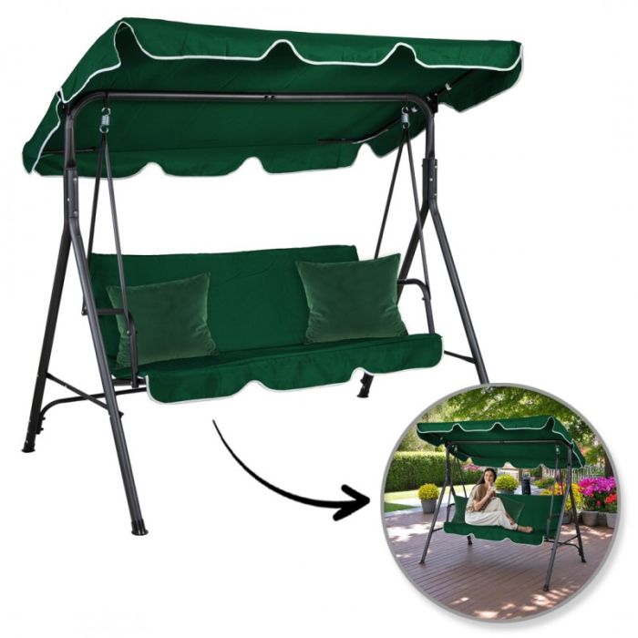 Садовые качели Ecarla H001 3-х местные Зеленый