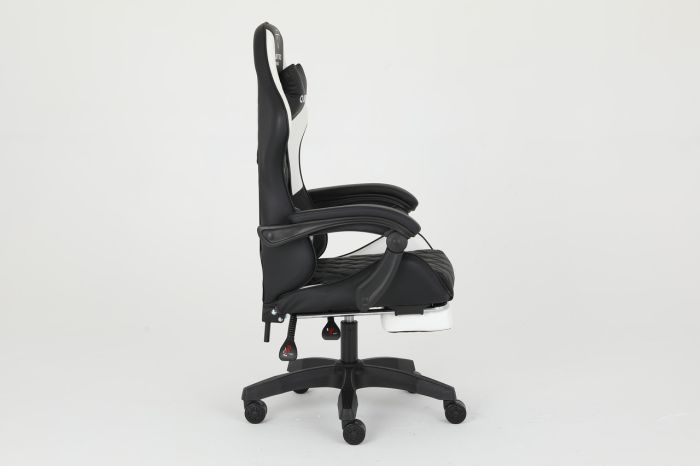 Комп‘ютерне крісло із підставкою для ніг CARBON Quattro Gaming Чорно-білий